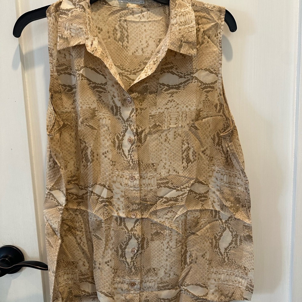100% silk Equipment Snake Print Sleeveless Blouse